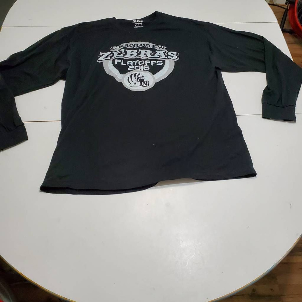Grandview Zebras Playoffs 2016 Mens Gildan DryBlend T-Shirt Black Long Sleeve XL